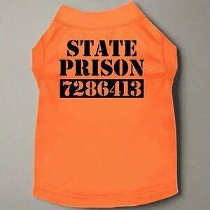 "Inmate" Dog Shirt 3XL | Fits 25–35 lbs | Funny Pet Costume Tee | Made in USA